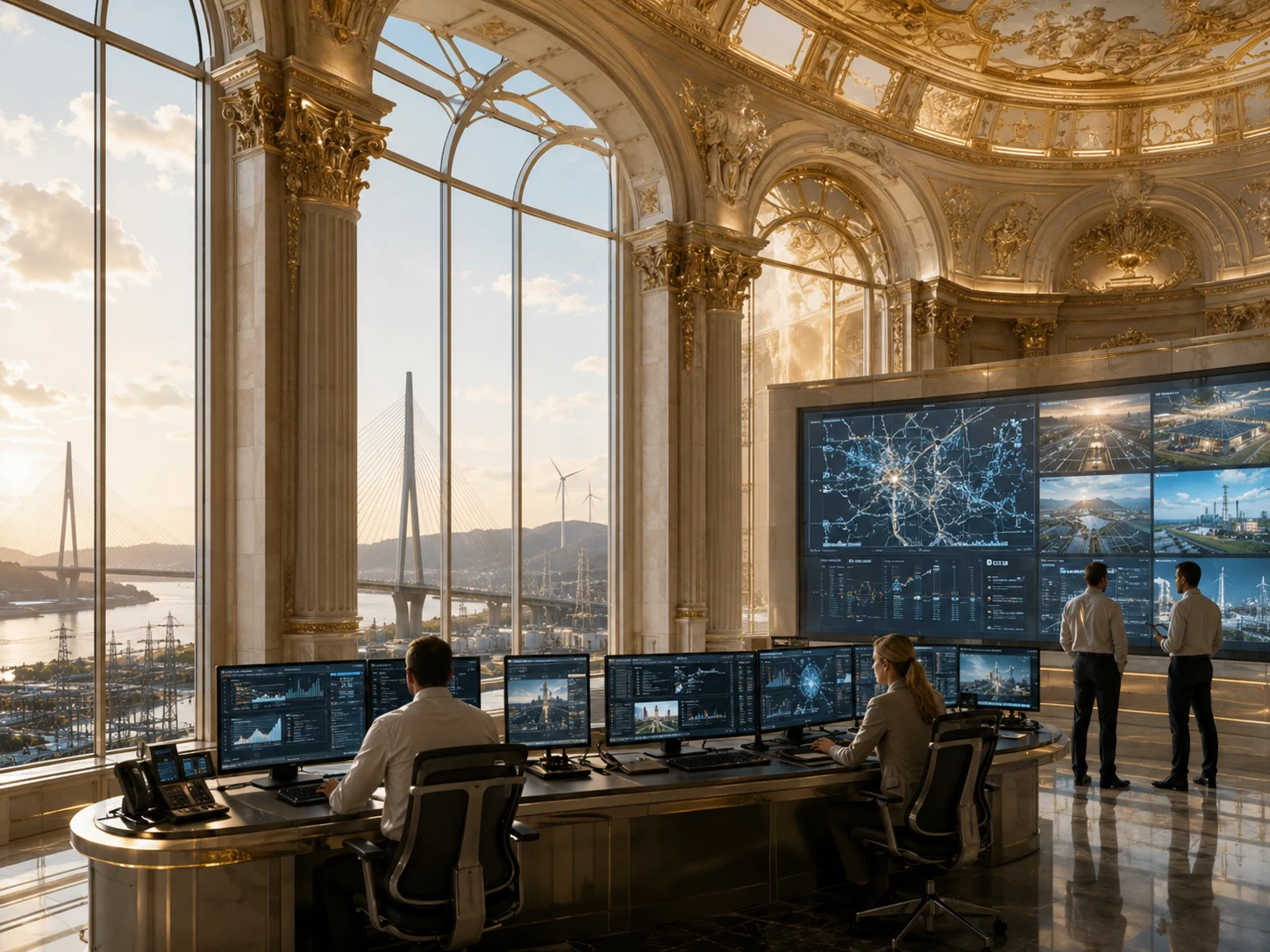 A governed intelligence system represented through interconnected knowledge and human oversight.