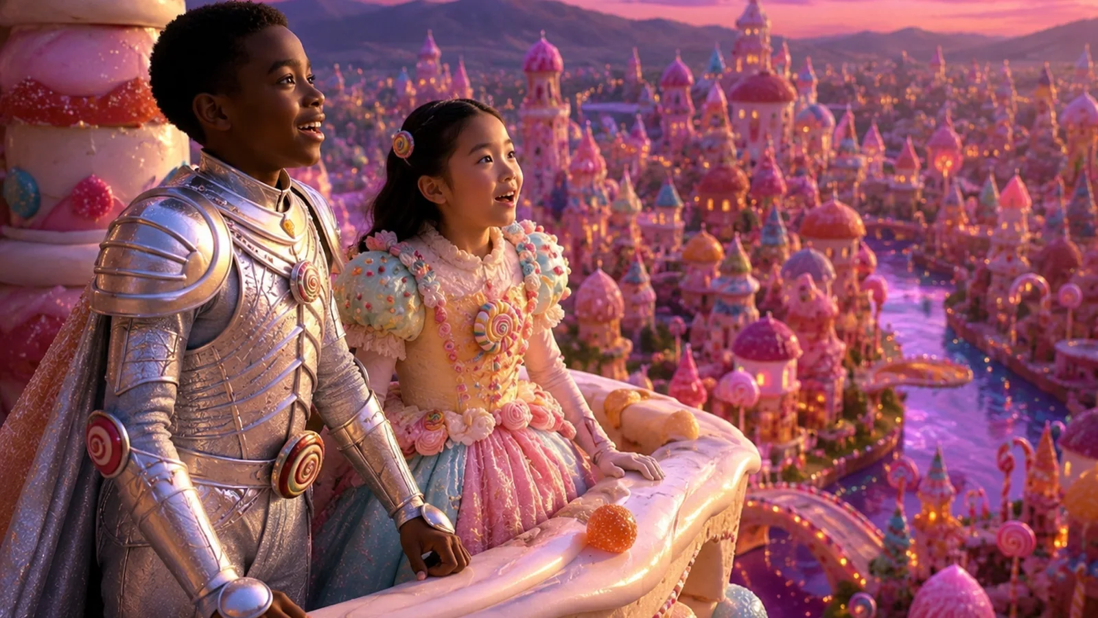 Children looking over the Candy Kingdom story world