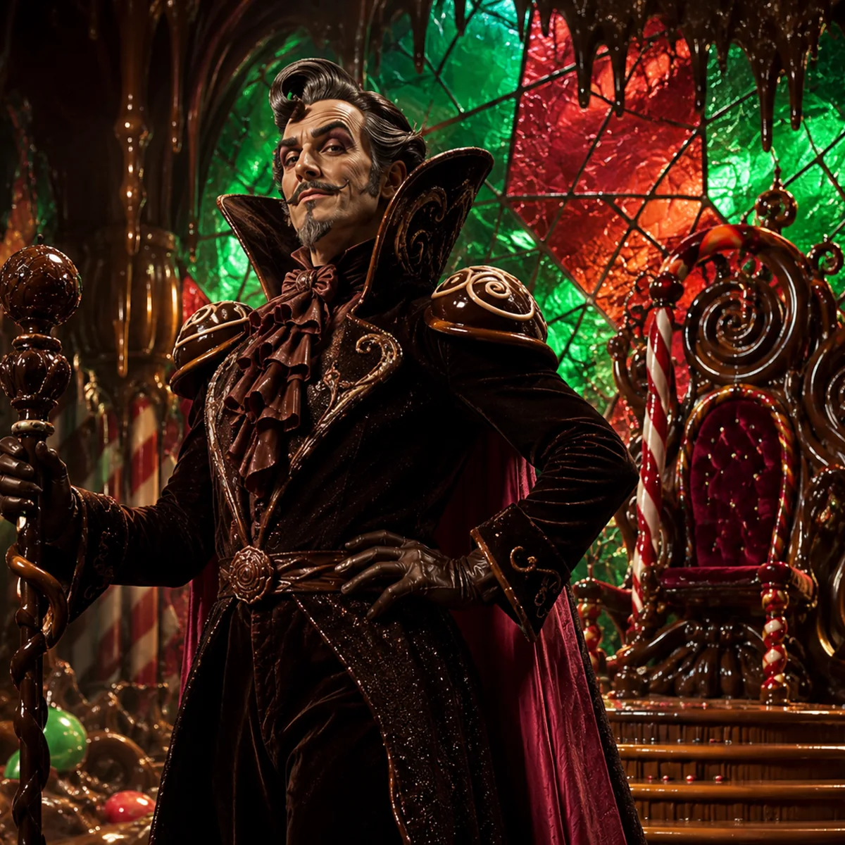 Dark chocolate villain in Candy Kingdom lair